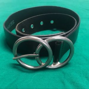 Express, Genuine leather black, silver double O buckle. Vintage